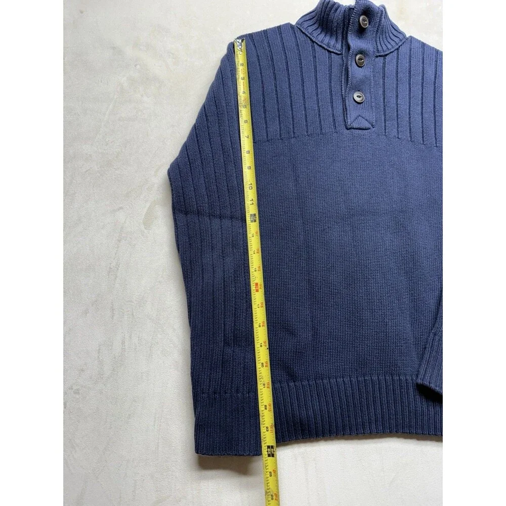 Eddie Bauer Men's M Combed Cotton Knit Henley Pullover Sweater Mock Neck Button - Picture 4 of 7